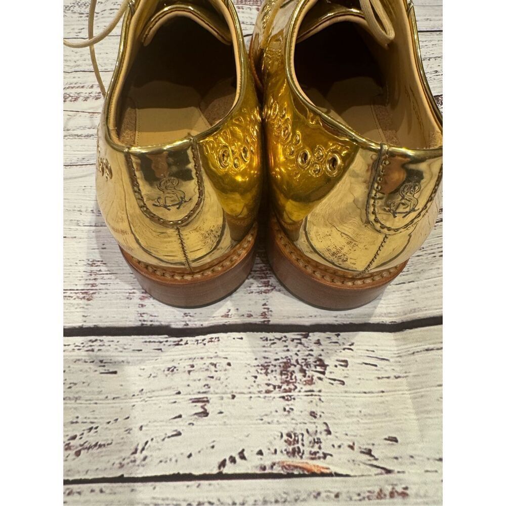 The Office of Angela Scott Mr Leopold gold patent leather Oxford 37.5/7.5 new wi - Picture 5 of 7